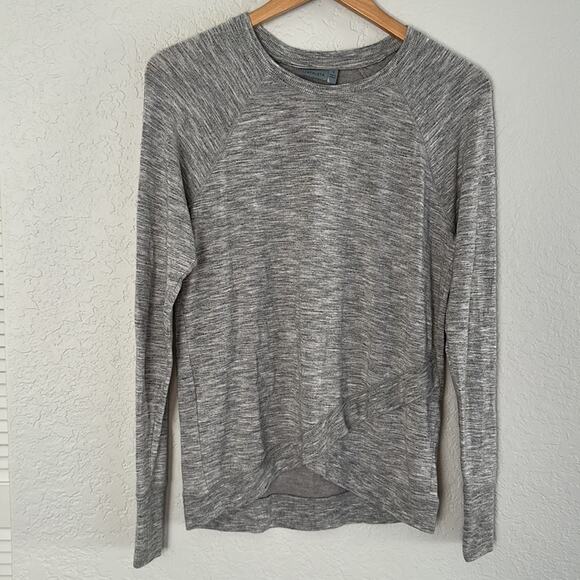 Athleta Criss Cross Pullover Sweatshirt Top Light Gray Stretchy Modal 489051 - Picture 2 of 7